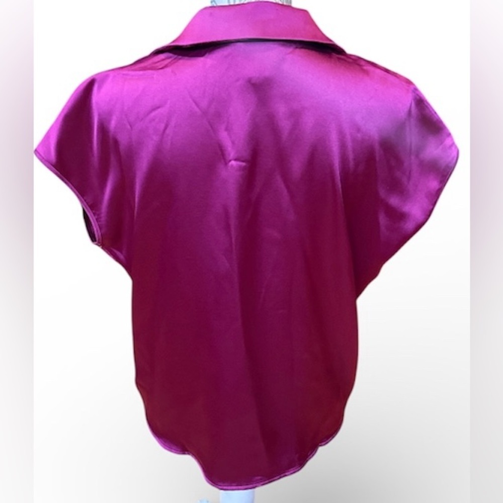 Rachel Zoe Satin Tie-Front Button Blouse Fuchsia Pink M PLEASE READ DESCRIPTION - Picture 2 of 7